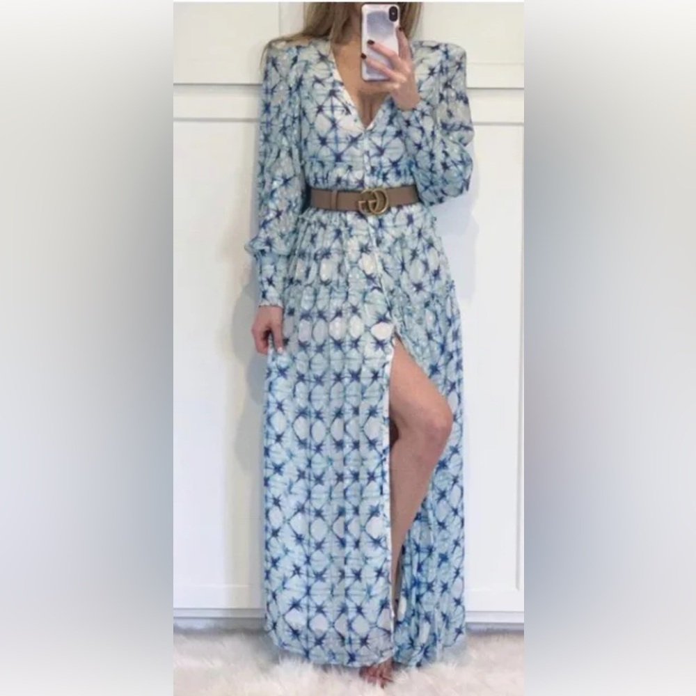 Rococo Sand Floral Maxi Long V Neck Loose button down Dress